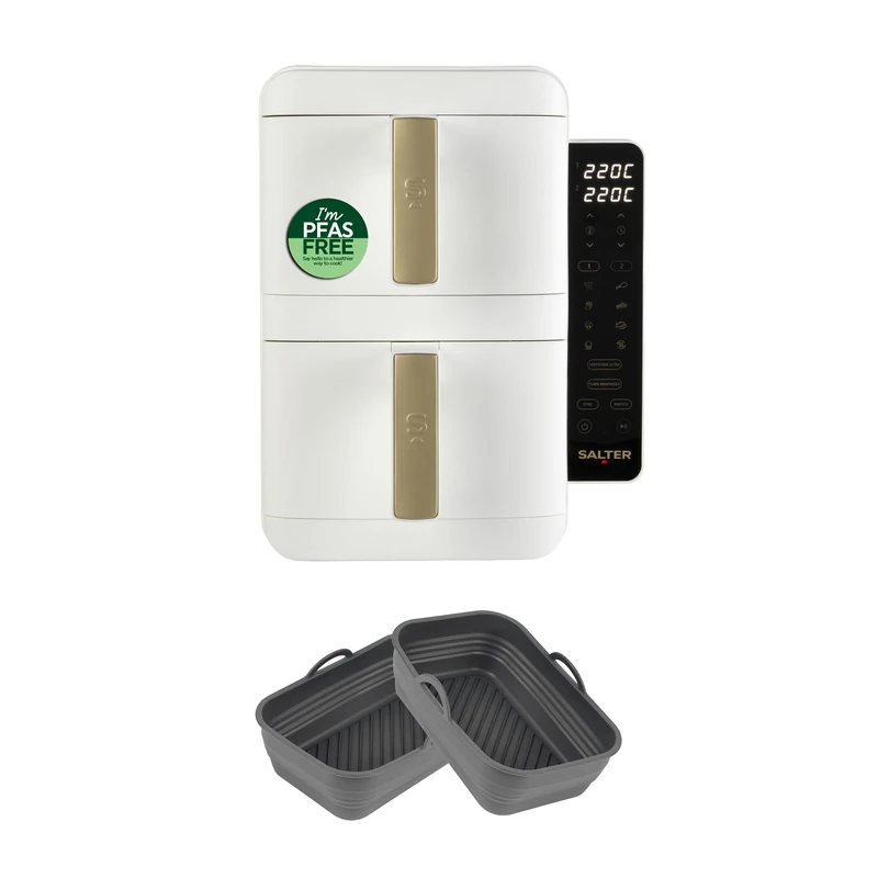 Salter VertiCook Ultra Air Fryer Bundle, 9 L Dual Drawer Stackable