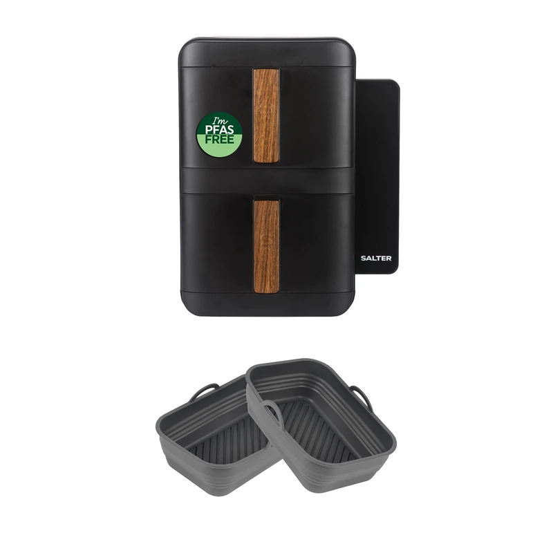 Salter Toronto Verticook Ultra Air Fryer Bundle, 9 L Dual Drawer