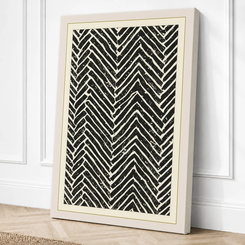 Chevron Rhythm Geometric Canvas Wall Art Print 36x24 Inch (91 x 61 cm)
