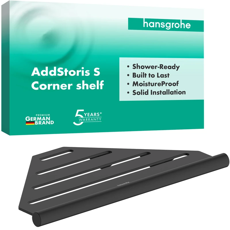 hansgrohe AddStoris S - shower shelf, corner basket, shower caddy, bathroom accessories, matt black, 41761670