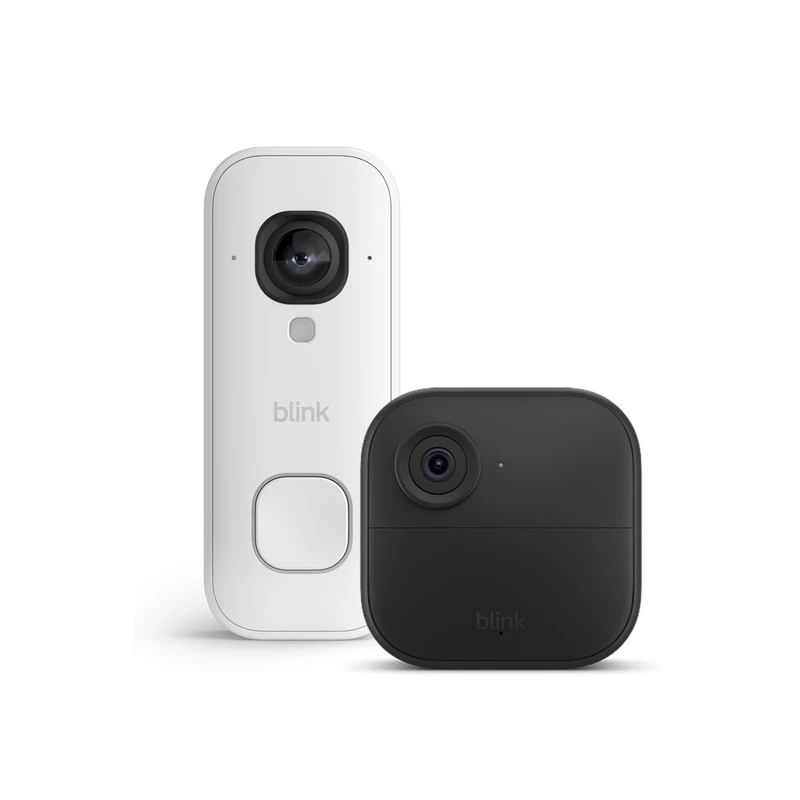Blink Outdoor 4 Camera with Blink Wired Video Doorbell 2K+ (White), Sync Module Core included