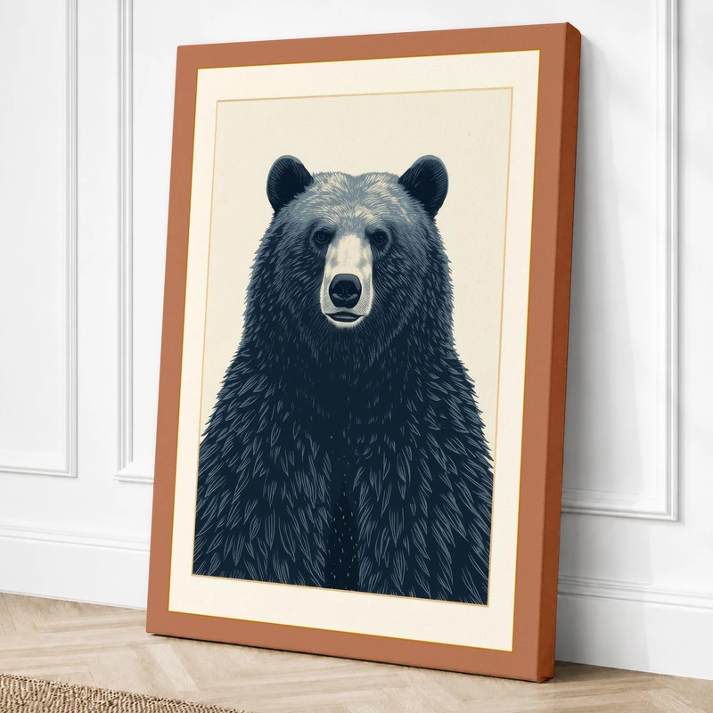 Black Bear Portrait Canvas Wall Art Print 36x24 Inch