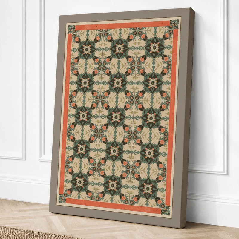 Star Pattern Geometric Canvas Wall Art Print 36x24 Inch (91 x 61 cm)