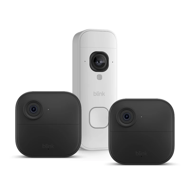 Blink Outdoor 4 Cameras with Blink Battery Video Doorbell 2K+ (White), Sync Module Core included