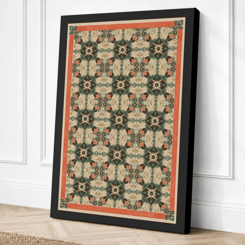 Star Pattern Geometric Canvas Wall Art Print 36x24 Inch (91 x 61 cm)