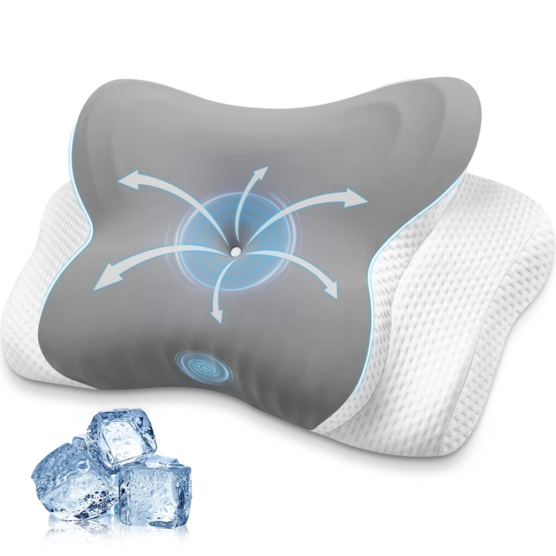 MISSCOZY Ergonomic Pillow for Neck Pain Relief No.HK30001(Grey,Standard)
