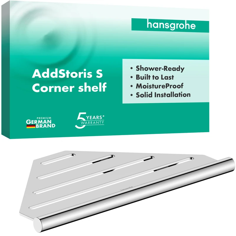 hansgrohe AddStoris S - shower shelf, corner basket, shower caddy, bathroom accessories, chrome, 41761000