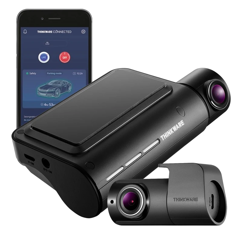 Thinkware Q850 PRO Dash Cam QHD 1440p Front & Rear Car Camera - Built-in GPS, Connected App - Includes Hardwire Lead for Battery Safe Parking Mode & 64GB SD Card - Android/iOS App