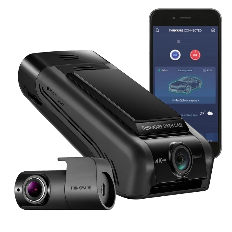 Thinkware U1000 PRO Dash Cam - 4K UHD 2160p Front & 2K QHD Rear Car Dash Camera - Built-in GPS, Connected App - Includes Hardwire Lead for Battery Safe Parking Mode & 64GB SD Card - Android/iOS App