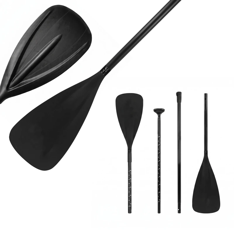 Relaxdays 2-in-1 SUP & kayak paddle, adjustable, double-bladed, unsinkable, 4-piece, aluminium, black
