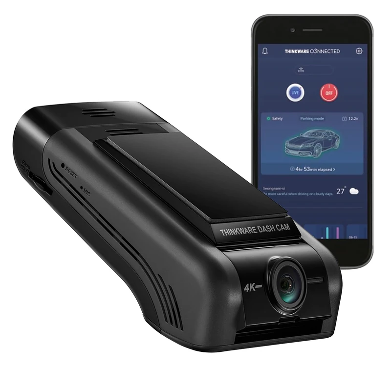 Thinkware U1000 PRO Dash Cam - 4K UHD 2160p Front Car Dash Camera - Built-in GPS, Connected App - Includes Hardwire Lead for Battery Safe Parking Mode & 64GB SD Card - Android/iOS App