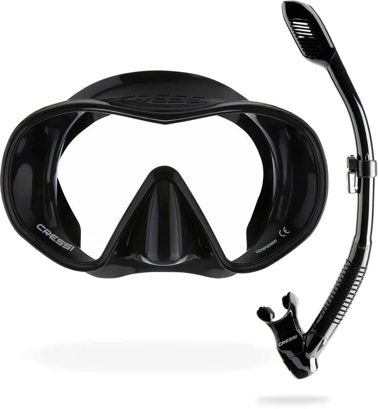 CRESSI F-Dual + Supernova Dry Snorkeling Combo Set Black/Black