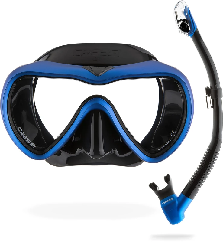 CRESSI A1 Anti Fog + Epsilon Spe Dry Snorkeling Combo Set Black/Blue
