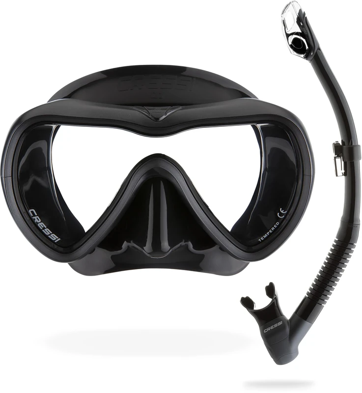 CRESSI A1 Anti Fog + Epsilon Spe Dry Snorkeling Combo Set Black/Titanium