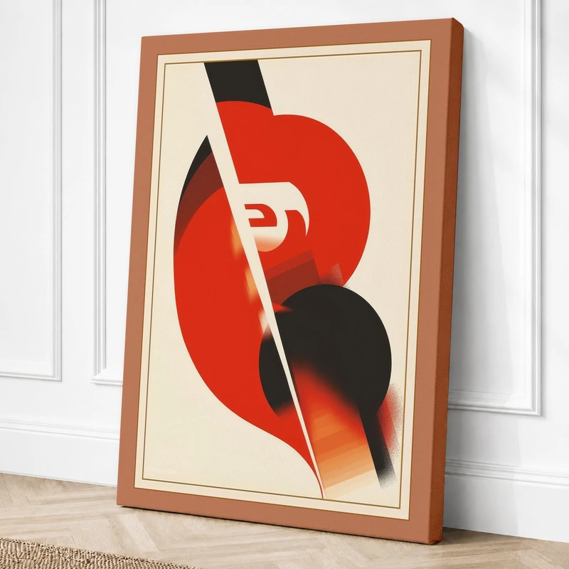 Red Circle, White Letter Art Canvas Wall Art Print 36x24 Inch (91 x 61 cm)