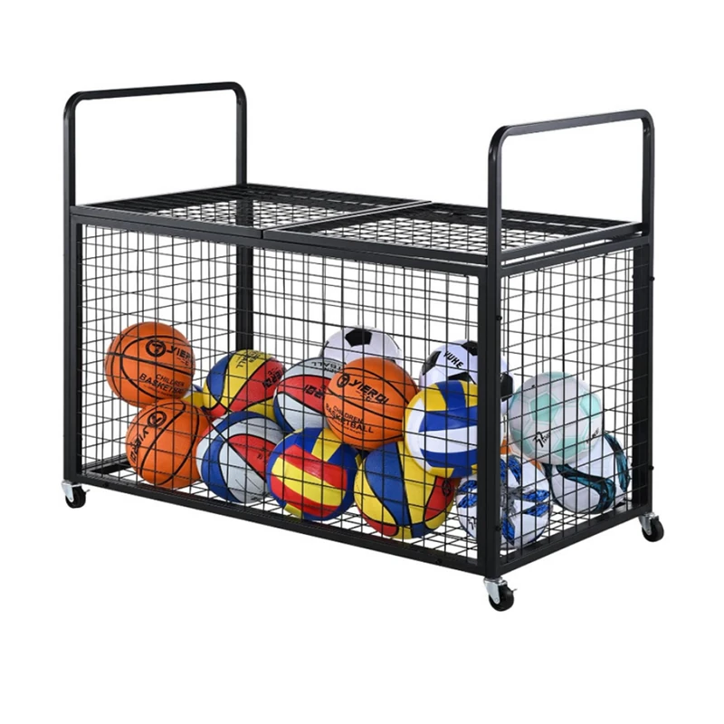 Relaxdays ball trolley, 4 castors, brakes, HWD: 98 x 115 x 61 cm, lockable, ball cage for football, basketball, black