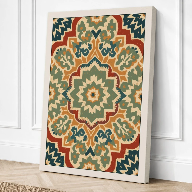 Mandala Star Geometric Canvas Wall Art Print 36x24 Inch (91 x 61 cm)