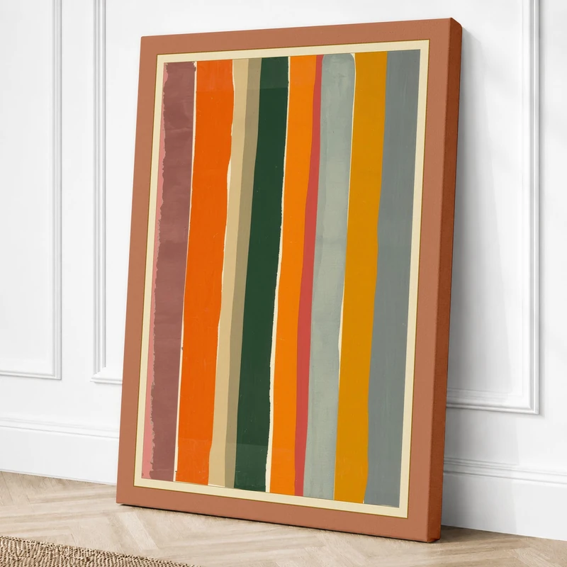 Colour Stripes Minimalist Canvas Wall Art Print 36x24 Inch