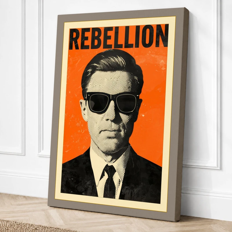 Rebellion Statement Retro Canvas Wall Art Print 36x24 Inch (91 x 61 cm)