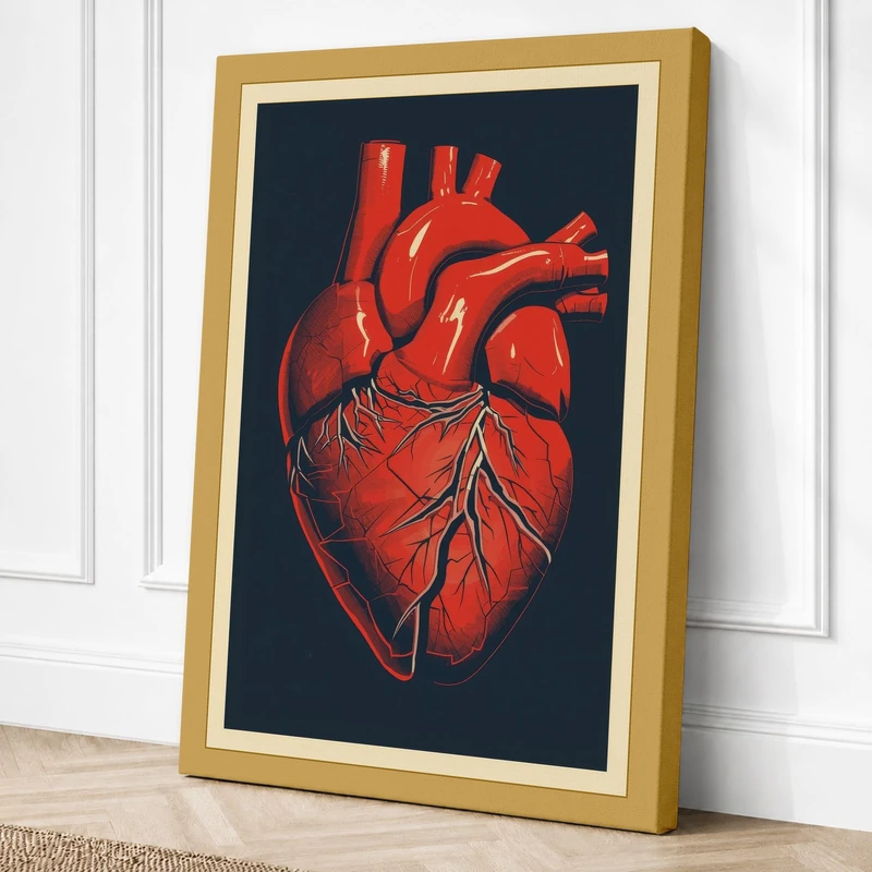 Anatomical Heart Vintage Canvas Wall Art Print 36x24 Inch