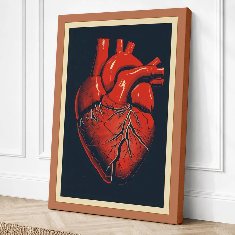Anatomical Heart Vintage Canvas Wall Art Print 36x24 Inch