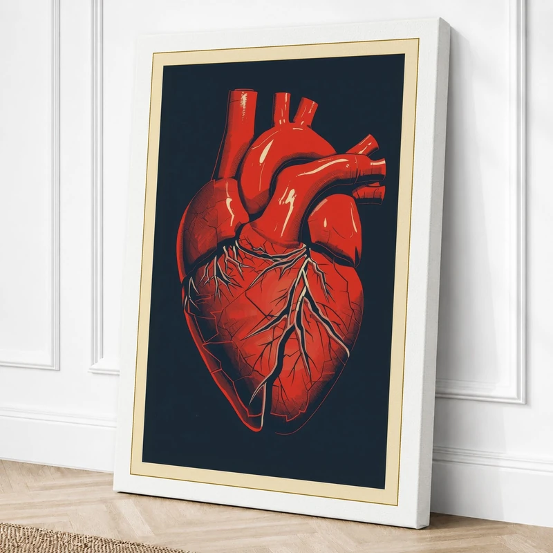 Anatomical Heart Vintage Canvas Wall Art Print 36x24 Inch