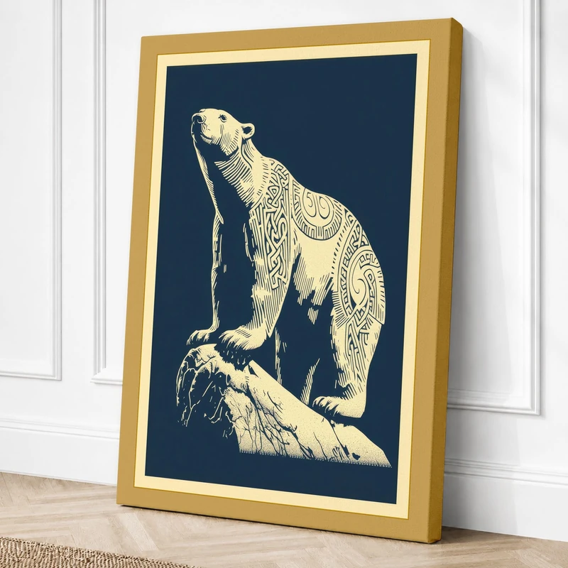 Upright Polar Bear Canvas Wall Art Print 36x24 Inch (91 x 61 cm)