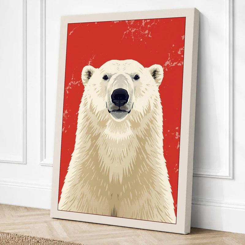 Polar Bear Portrait Modern Canvas Wall Art Print 36x24 Inch (91 x 61 cm)