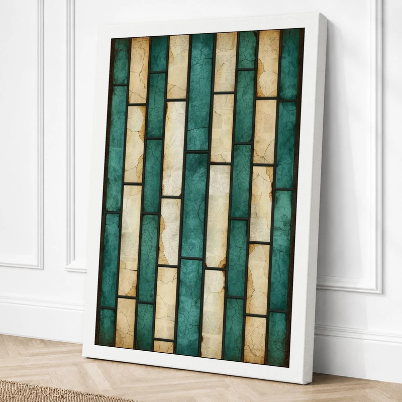 Weathered Stripes Industrial Canvas Wall Art Print 36x24 Inch
