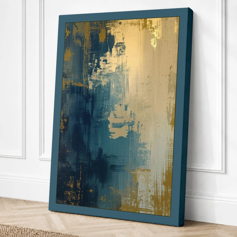 Teal Depths Abstract Canvas Wall Art Print 36x24 Inch