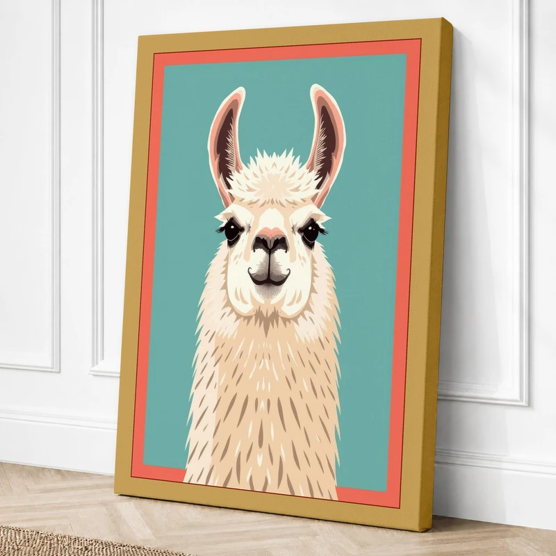 Serene Llama Canvas Wall Art Print 36x24 Inch