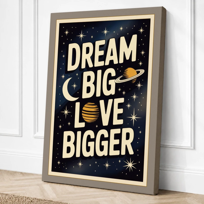 Dream Big Love Bigger Canvas Wall Art Print 36x24 Inch