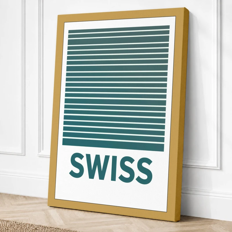 Swiss Stripes Minimalist Canvas Wall Art Print 36x24 Inch (91 x 61 cm)