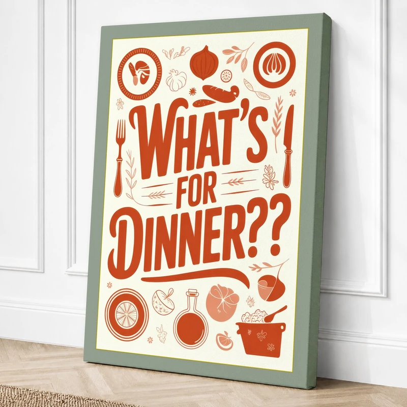 What's For Dinner Vintage Canvas Wall Art Print 36x24 Inch (91 x 61 cm)