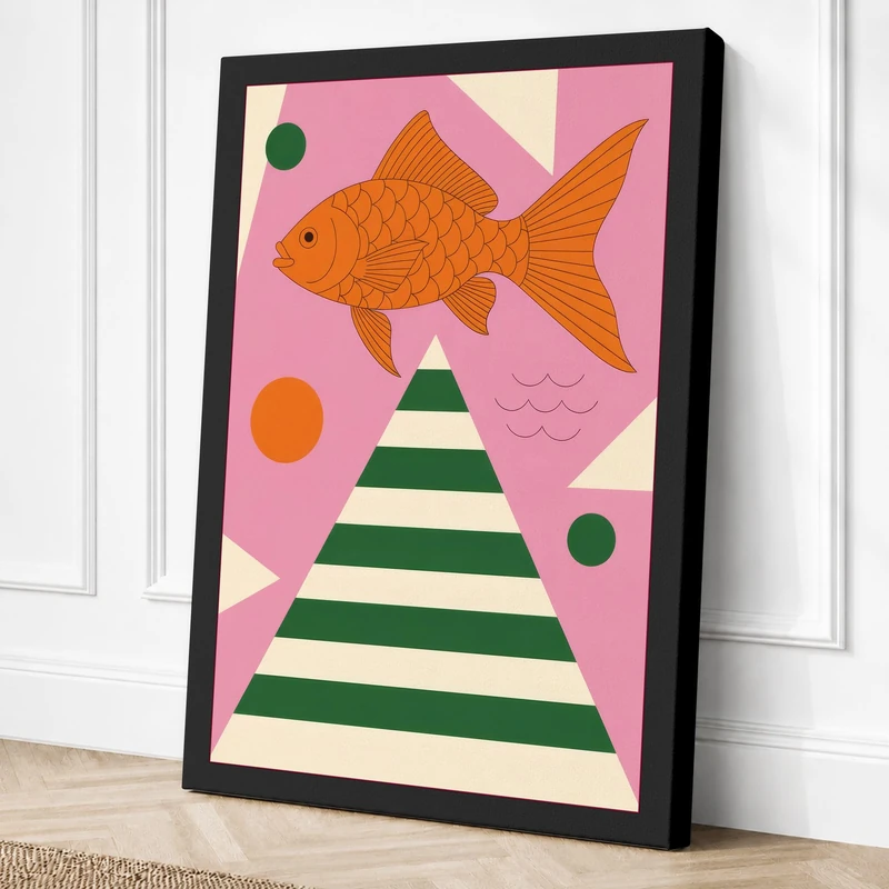 Playful Geometry Mid-Century Canvas Wall Art Print 36x24 Inch (91 x 61 cm)