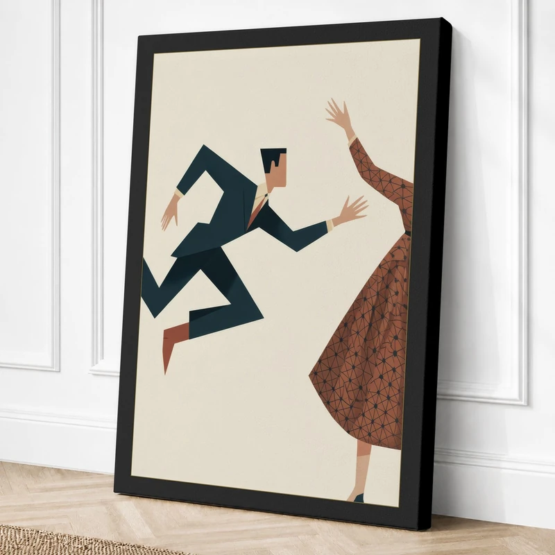 Running and Reaching Canvas Wall Art Print 36x24 Inch