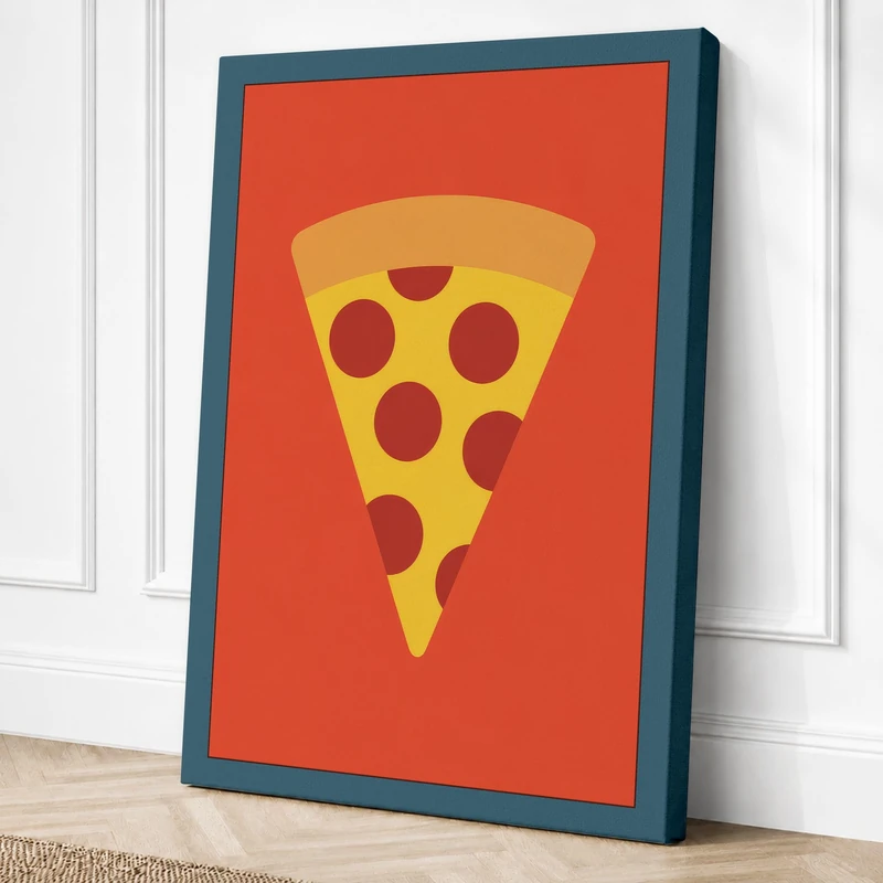 Pepperoni Slice Minimalist Canvas Wall Art Print 36x24 Inch (91 x 61 cm)