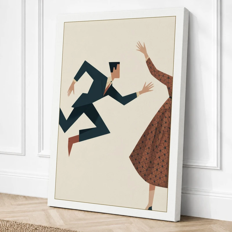 Running and Reaching Modern Canvas Wall Art Print 36x24 Inch (91 x 61 cm)