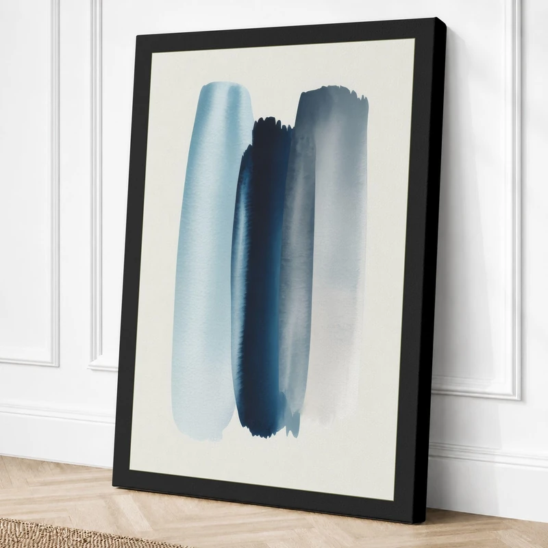 Three Brushstrokes Minimalist Canvas Wall Art Print 36x24 Inch