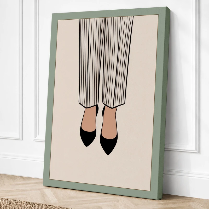Pointed Heel & Stripes Canvas Wall Art Print 36x24 Inch (91 x 61 cm)