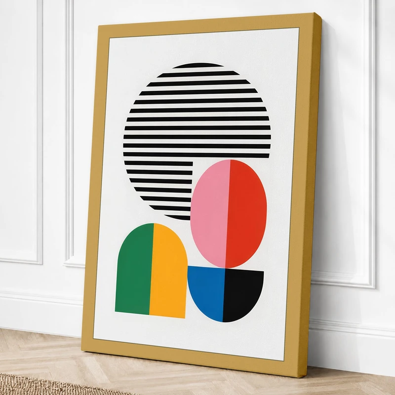 Playful Geometry Geometric Canvas Wall Art Print 36x24 Inch (91 x 61 cm)
