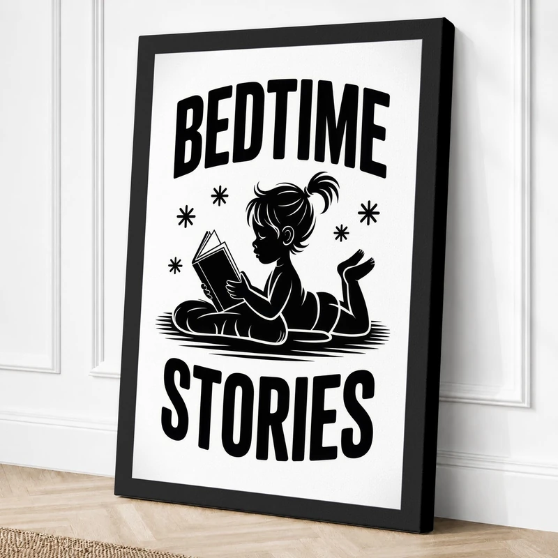Bedtime Stories Vintage Canvas Wall Art Print 36x24 Inch (91 x 61 cm)