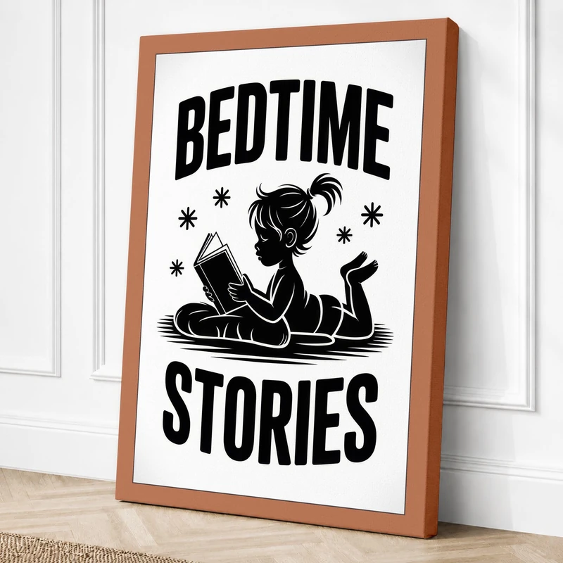 Bedtime Stories Vintage Canvas Wall Art Print 36x24 Inch (91 x 61 cm)