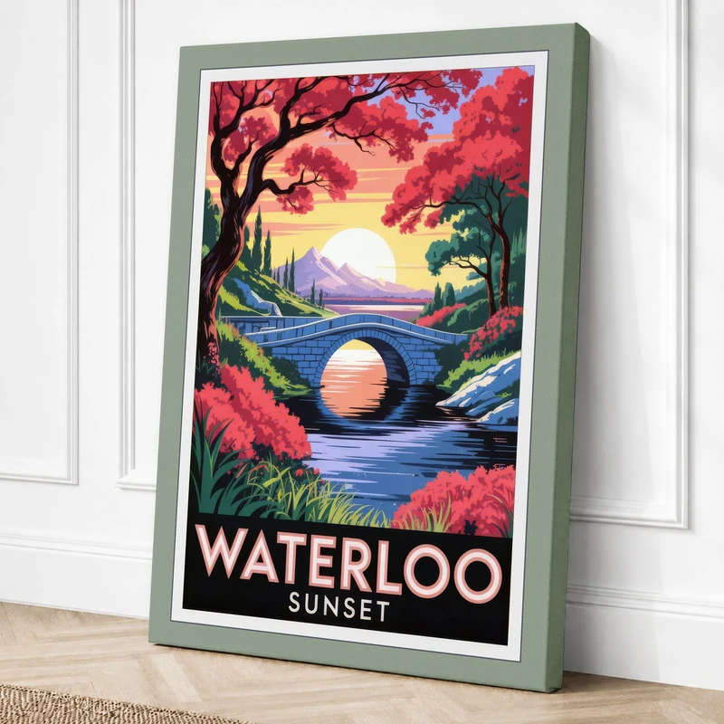 Waterloo at Sunset Vintage Canvas Wall Art Print 36x24 Inch