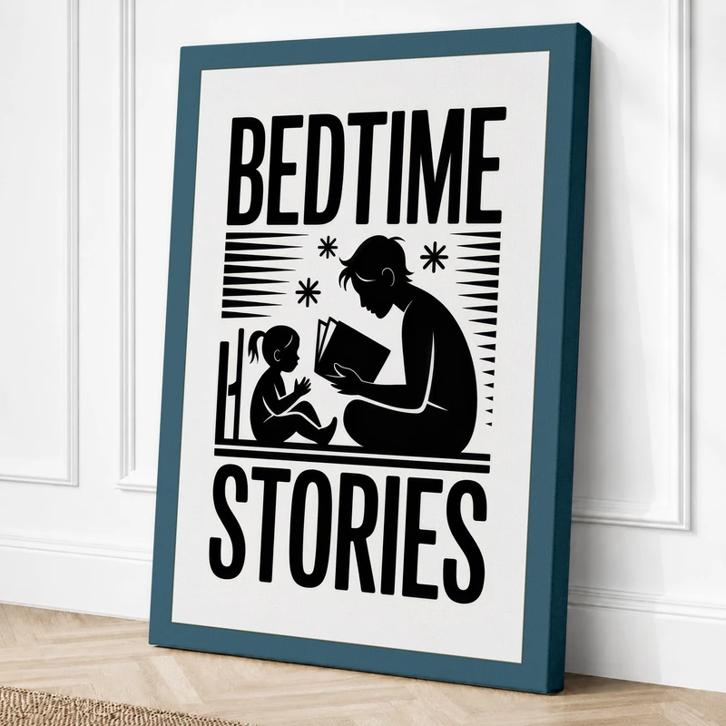 Bedtime Stories Minimalist Canvas Wall Art Print 36x24 Inch (91 x 61 cm)