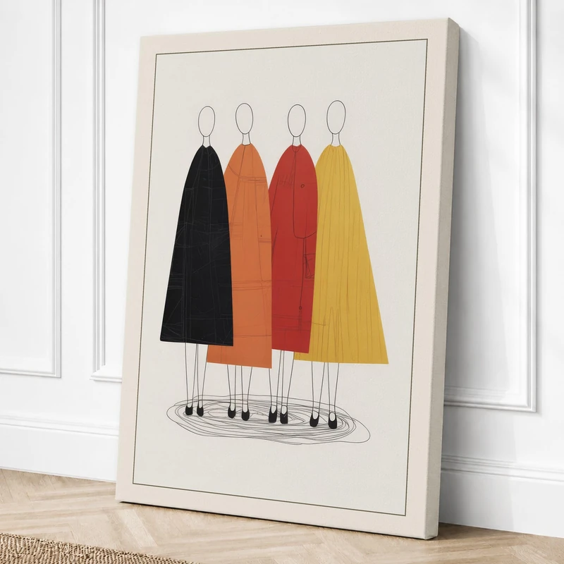 Four Figures in Skirts Canvas Wall Art Print 36x24 Inch (91 x 61 cm)