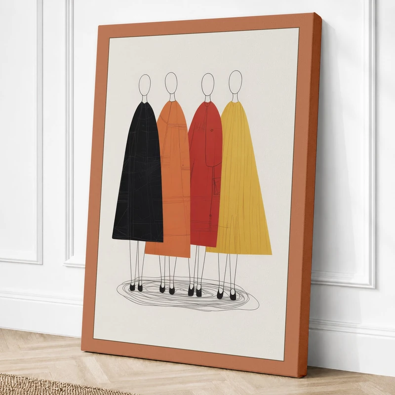 Four Figures in Skirts Canvas Wall Art Print 36x24 Inch (91 x 61 cm)