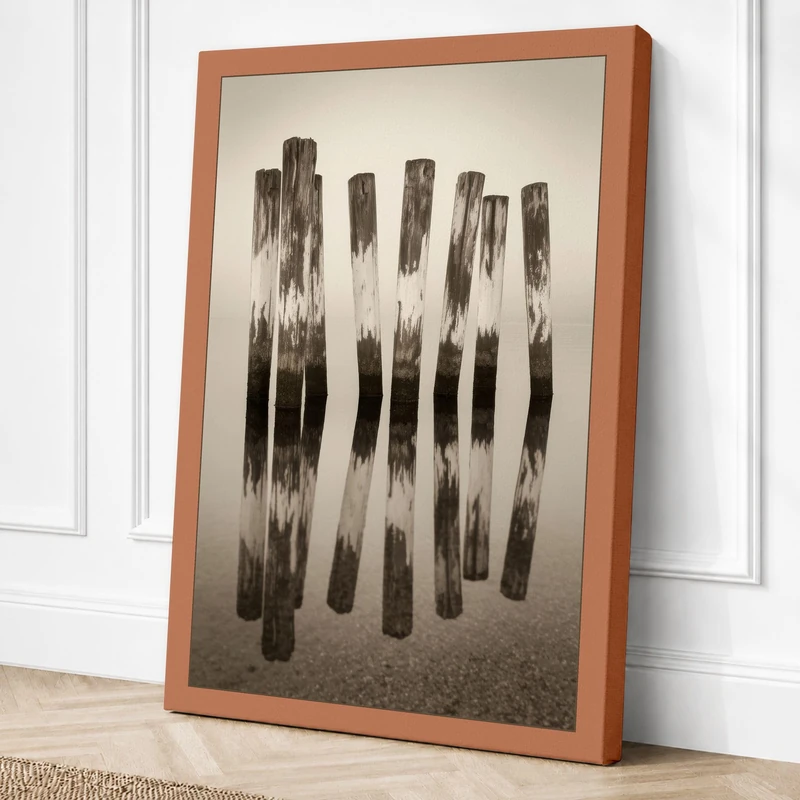 Weathered Driftwood Grid Canvas Wall Art Print 36x24 Inch