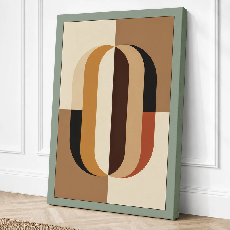 Earth Stripes Geometric Canvas Wall Art Print 36x24 Inch