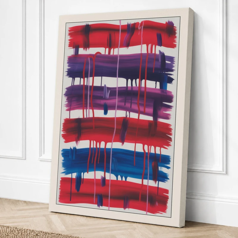 Woven Colour Lines Geometric Canvas Wall Art Print 36x24 Inch